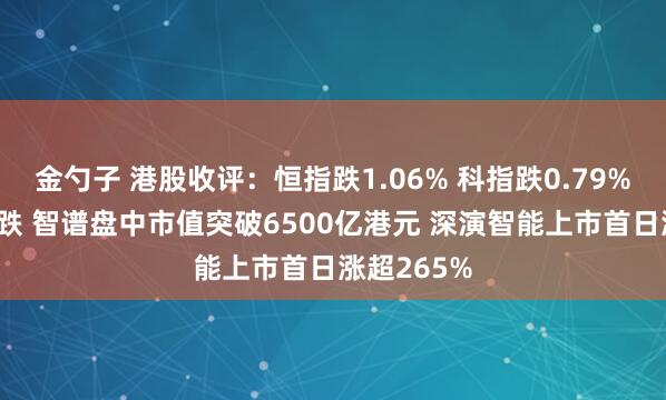 金勺子 港股收评：恒指跌1.06% 科指跌0.79% 黄金股普跌 智谱盘中市值突破6500亿港元 深演智能上市首日涨超265%