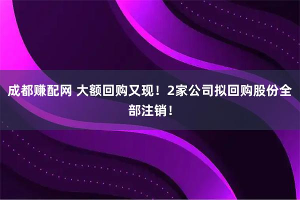 成都赚配网 大额回购又现！2家公司拟回购股份全部注销！